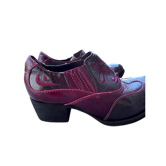 Born Leather Western Booties 8/39 Burgundy Red Stitch Made in Mexico - Picture 2 of 8